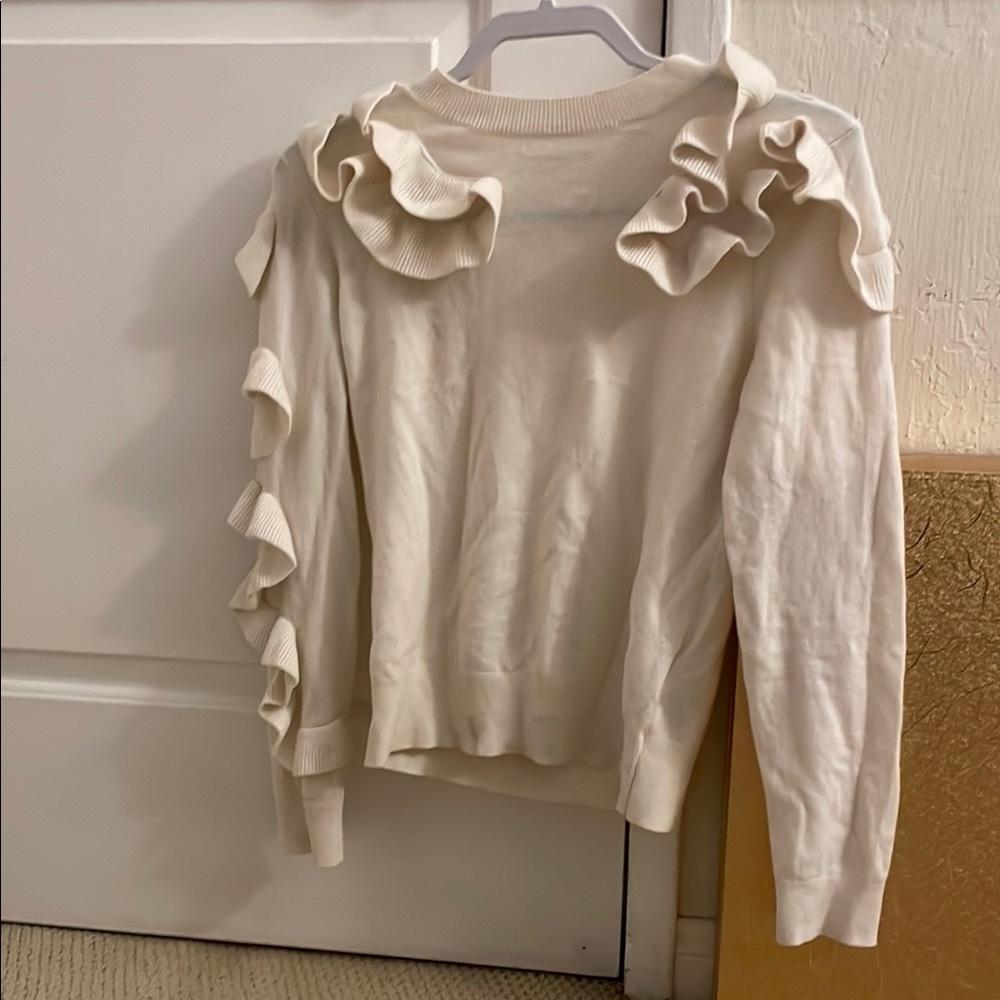 Ted Baker Chic Cream Ruffle Wool/Cashmere Sweater